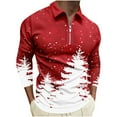 thumbnail image 1 of KeShDi Christmas Mens Flannel Shirts Long Sleeve Men's Christmas Printed Long Sleeved Lapel T-shirt Top Poloshirt Multicolor 2X, 1 of 5