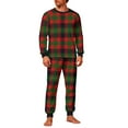 thumbnail image 1 of KeShDi Christmas Pajamas Men's Christmas Fashion Christmas Plaid Print Tops And Pants Pajama Suit Homewear Wine 2X, 1 of 5