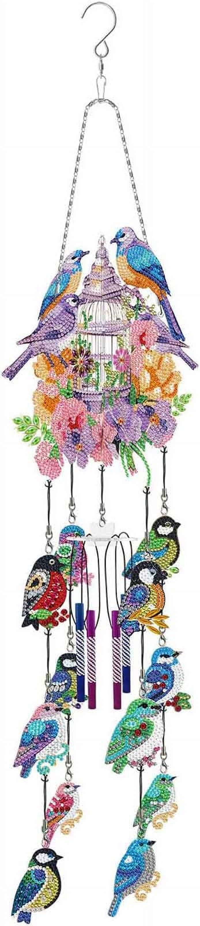KeShDi Clearance Items DIY Dotted Diamond Art Painting Wind Chime Kit Three-Dimensional Sun Catchers Diamonds Paintings Hanging Ornaments for Spring Garden Double-Sided Point D,CL-B B