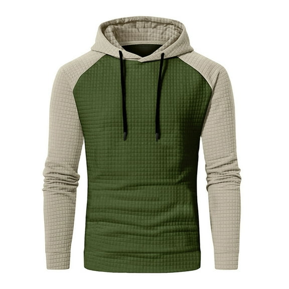 KeShDi Crewneck Sweatshirt Man Casual Sports Stand Collar Button Patchwork Long Sleeve Pullover Sweatshirt Blouse Army Green M