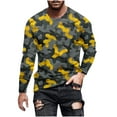 thumbnail image 1 of KeShDi Dress Shirts for Men Oversized Tshirts for Men Men's Camouflage Print Crewneck Casual Long-sleeved Yellow 2X, 1 of 5