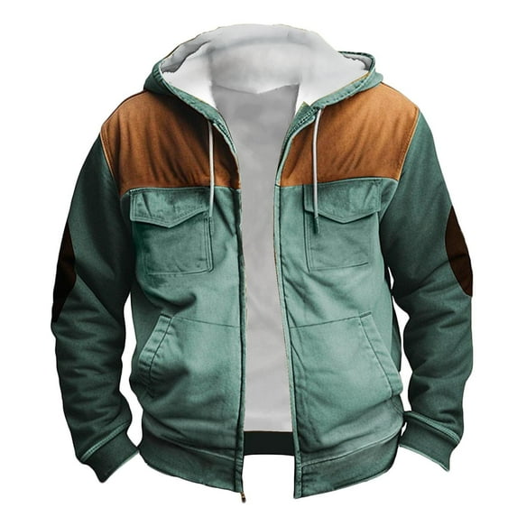 KeShDi Fall Coats Men Casual Solid Color Zipper Long Sleeve Hoodless Outwear Sweatshirt Jackets Light Blue S