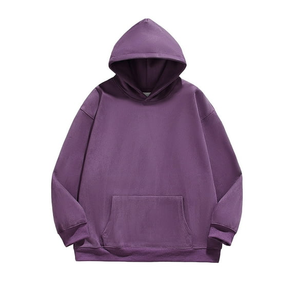 KeShDi Fall Shirts Men Casual Hooded Round Neck Long Sleeve Pullover Color Sweatshirts Blouse Purple XL