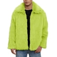 thumbnail image 1 of KeShDi Faux Fur Coat Mens Jacket Mens Warm Faux Furry Long Coat Jacket Winter Solid-neck Outerwear Green L, 1 of 1