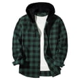 thumbnail image 1 of KeShDi Flannel Hoodie for Men Men Casual Patchwork Fashion Plaid Hooded Button Long Sleeve Shirt Blouse Army Green 2X, 1 of 5