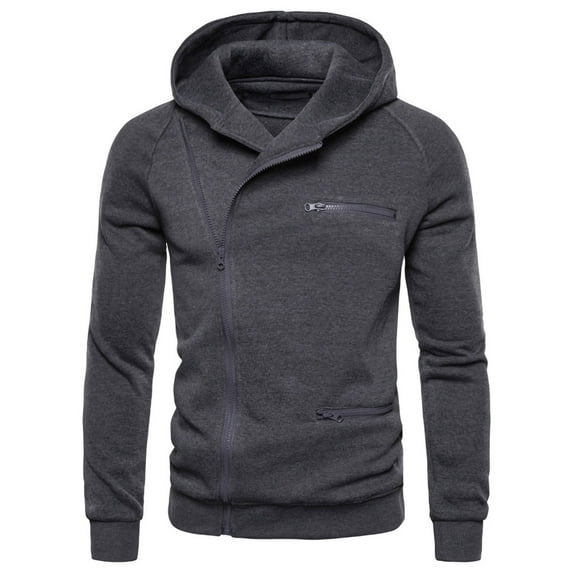 KeShDi Flannel Hoodie for Men's Top with Zipper and Shoulder Sleeves Hooded Men's Hoodie Solid Color Casual Hoodie Hooded Hoodie Dark Gray M