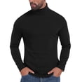 thumbnail image 1 of KeShDi Flannel Jacket Men's Solid Color Elastic Turtleneck Long Sleeve Slim Blouse Tops Blouses Black S, 1 of 8