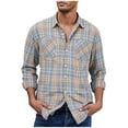 thumbnail image 1 of KeShDi Flannel Shirt Men Button Checkered Long Sleeved Shirt Casual and Fashionable Lapel Shirt Men's Long Sleeved Lapel Top/shirt Yellow 2X, 1 of 1