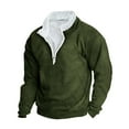 thumbnail image 1 of KeShDi Flannel Shirt Men Casual Hoodie Retro Stand-up Neck Zipper Long Sleeve Loose Seawshirts Army Green M, 1 of 3