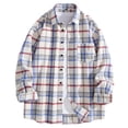 thumbnail image 1 of KeShDi Flannel Shirt for Men Casual Fashion Plaid Turn-down Collar Pockets Button Long Sleeve Blouse Shirt White M, 1 of 5