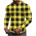thumbnail image 1 of KeShDi Flannel Shirt for Men Crewneck Sweatshirt Men's Fitness Home Wear Pajamas Fashion Loose Casual Solid Color T-shirt Sports Top Yellow 2X, 1 of 5