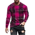 thumbnail image 1 of KeShDi Flannel Shirt for Men Fashion Casual Printing Round Neck Long Sleeve Pullover Printed Print Blouse Hot Pink S, 1 of 4