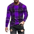 thumbnail image 1 of KeShDi Flannel Shirt for Men Fashion Casual Printing Round Neck Long Sleeve Pullover Printed Print Blouse Purple M, 1 of 4