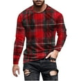 thumbnail image 1 of KeShDi Flannel Shirt for Men Fashion Casual Printing Round Neck Long Sleeve Pullover Printed Print Blouse Red S, 1 of 4
