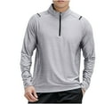 thumbnail image 1 of KeShDi Flannel Shirt for Men Long Sleeved Drying Sports Running Semi Zippered Solid Color Breathable T-shirt Gray 3X, 1 of 7