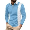 thumbnail image 1 of KeShDi Flannel Shirt for Men Men Casual Solid Color Zipper Short Sleeve Turndown Collar Blouse Shirt Blue 4X, 1 of 5