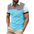 thumbnail image 1 of KeShDi Flannel Shirt for Men Men Streak Fashion Casual Button Lapel Short Sleeve Sky Blue XL, 1 of 3