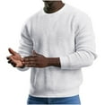 thumbnail image 1 of KeShDi Flannel Shirts Men's Spring/summer Long Sleeve Solid Color Knit Pullover Long Sleeve Crew-neck Top/shirt White S, 1 of 6