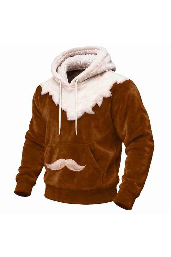 Flannel Shirts for Men Flannel Long Sleeve Pullover Hooded Sweatshirt Brown 3X