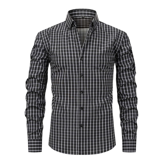 KeShDi Flannel Shirts for Men Men Casual Buttons Beach Print Turndown Long Sleeve Turndown Collar Blouse Shirt Black 2X