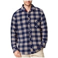 thumbnail image 1 of KeShDi Flannel Shirts for Men Men Plaid Fashionable Casual Pocket Button Long Turndown Collar Blouse Shirt Blue 2X, 1 of 6