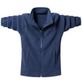thumbnail image 1 of KeShDi Fleece Jacket Men Men's Solid Color Pocket Zipper Cardigan Long Sleeved Stand Up Collar Wool Jacket Dark Blue L, 1 of 7