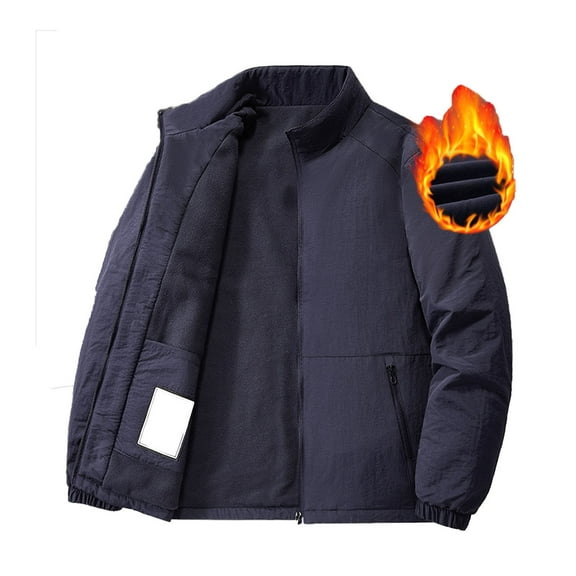 KeShDi Fleece Jacket Men Puffer Jacket Men's Stitching Drawstring Hooded Slim Fashion Jacket Coat Outwear Dark Blue 5X