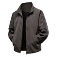 thumbnail image 1 of KeShDi Fleece Jacket Mens Coat Men's Solid Color Long Sleeved Turndown Collar Woolen Zipper Pocket Outwear/Jackets Coffee XL, 1 of 6