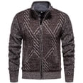 thumbnail image 1 of KeShDi Fleece Jacket Mens Puffer Jacket Man Solid Color Pattern Knitwear Fleecing Zipper Stand Collar Coat Coffee XL, 1 of 3