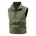 thumbnail image 1 of KeShDi Fleece Vest Winter Men's Casual Fashion Solid Color Sleeveless Stand-up Collar Top Waistcoat Khaki M, 1 of 8