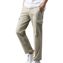 KeShDi Golf Pants Men Fashion Solid Casual Elastic Waist Pocket Trousers Sport Pants Khaki XL