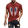 thumbnail image 1 of KeShDi Graphic Tee July 4th Mens Shirts Casual Raglan Men Casual Fashion Printing Pullover Short Sleeve Round-Neck T-shirt Red 5X, 1 of 5