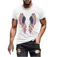 thumbnail image 1 of KeShDi Graphic Tee July 4th Mens Shirts Casual Raglan Men Casual Fashion Printing Pullover Short Sleeve Round-Neck T-shirt White 2X, 1 of 5