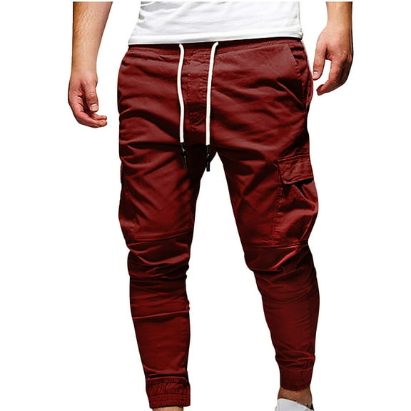 KeShDi Green Cargo Pants Men Stretch Work Pants Long Casual Sport Pants Trousers Running Joggers Sweatpants Red 4X
