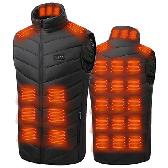 KeShDi Heated Sweatshirt Unisex Zipper Press 4 Control 28 Heating Jacket Heated USB Charging Version Black XL