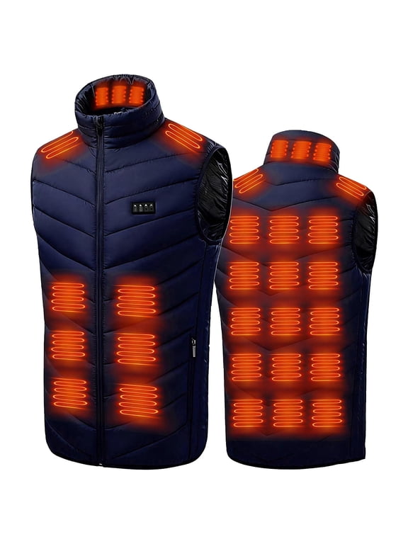 Heated Sweatshirt Unisex Zipper Press 4 Control 28 Heating Jacket Heated USB Charging Version Navy 2X