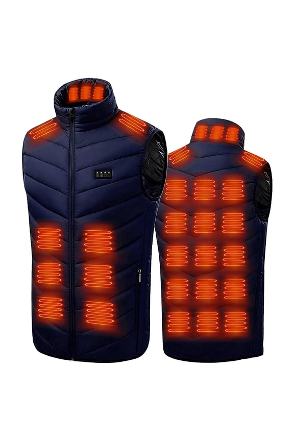 Heated Sweatshirt Unisex Zipper Press 4 Control 28 Heating Jacket Heated USB Charging Version Navy S