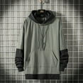 thumbnail image 1 of KeShDi Hooded Sweatshirt Men Y2k Hoodie Men Men's Solid Color Spliced Long Sleeved Hooded Drawstring Sweatshirt Top Gray 2X, 1 of 4