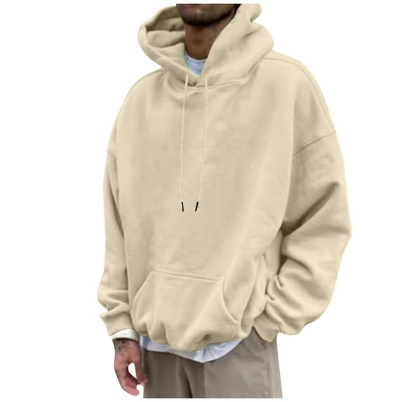KeShDi Hoodie Zip Up Hoodies Men's Relaxation Sport Hooded Pullover Sweatshirt Long Sleeve Solid Hoodie Beige 3X