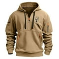 thumbnail image 1 of KeShDi Hoodies Cute Hoodie Men's Spring and Fall Printed Hooded Sweatshirt Zipper Multi-Pocket Pullover Sweatshirt Khaki 2X, 1 of 2