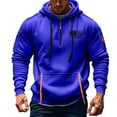 thumbnail image 1 of KeShDi Hoodies for Men Quarter Zip Pullover Tactical Y2k Hoodie with Pockets American Flag Men's Spring and Fall Printed Hooded Sweatshirt Zipper Multi-Pocket Pullover Sweatshirt Blue L, 1 of 4