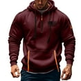 thumbnail image 1 of KeShDi Hoodies for Men Quarter Zip Pullover Tactical Y2k Hoodie with Pockets American Flag Men's Spring and Fall Printed Hooded Sweatshirt Zipper Multi-Pocket Pullover Sweatshirt Wine M, 1 of 4