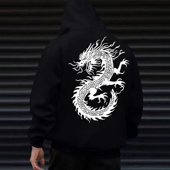 KeShDi Hoodies for Men Y2k Hoodies Fashion Hooded Sweatshirt Streetwear Woman's Printted Round-Neck Long Sleeve Hooded Sweatshirt T-Shirt Blouse Black M