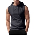 thumbnail image 1 of KeShDi Hoodies for Men Warm Hoodies Summer Men's Fashionable Casual Solid Color Hooded Sleeveless T-shirt Dark Gray S, 1 of 8