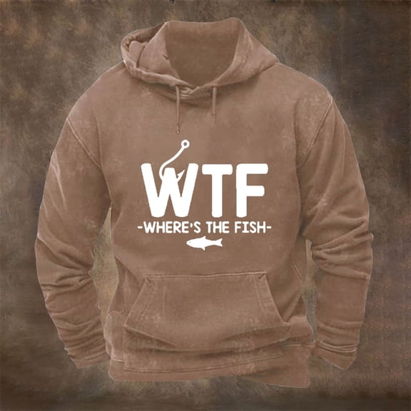 KeShDi Hoodies for Men Y2k Hoodies with Pockets Men's Printed Solid Color Long Sleeve Pocket Hoodies Sweatshirt Khaki M