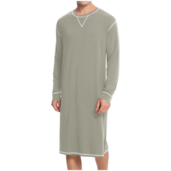 KeShDi Jacket Mens Robe Men's Long Sleeved Round Neck Extended Pajamas Long Robes Loose Home Clothes Gray 3X