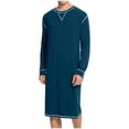 thumbnail image 1 of KeShDi Jacket Mens Robe Men's Long Sleeved Round Neck Extended Pajamas Long Robes Loose Home Clothes Navy L, 1 of 6