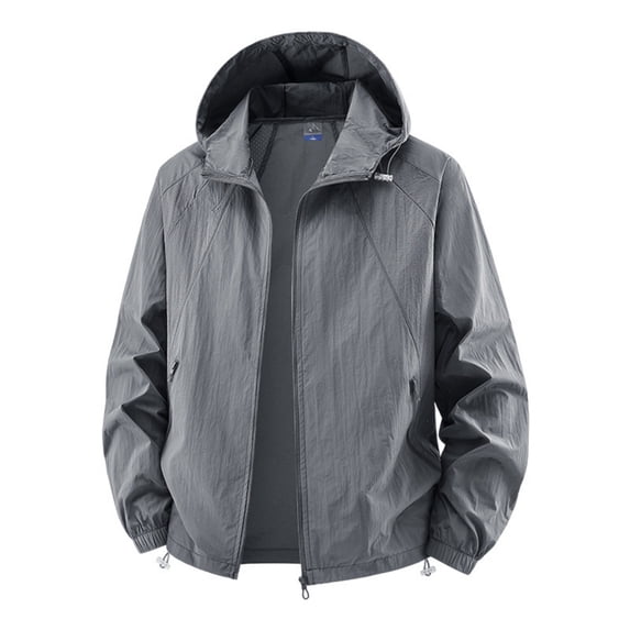 KeShDi Jacket for Men Hooded Long Sleeve Zip Up Casual Coat with Pockets and Belt Loose Fit Dark Gray XL