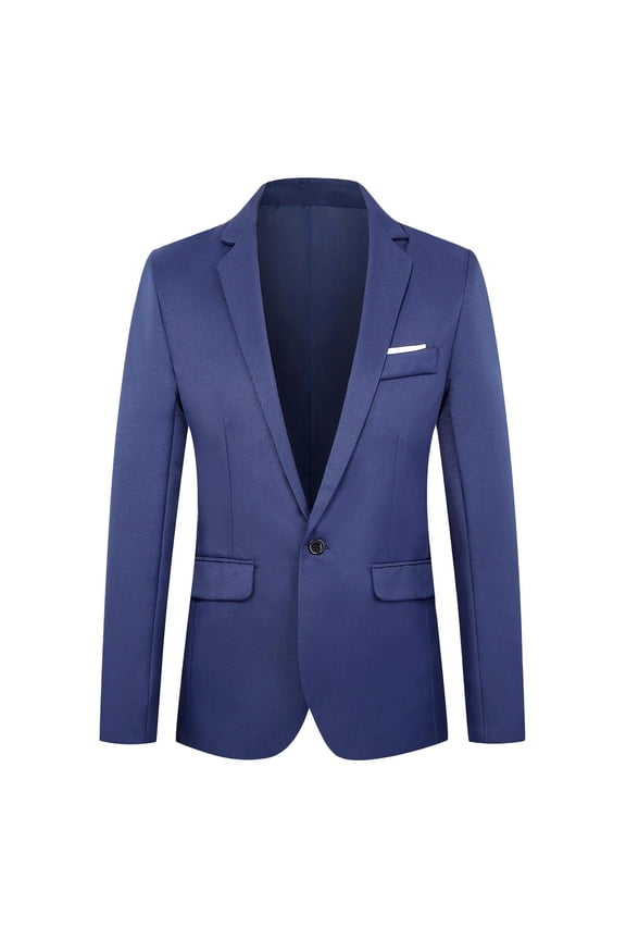 Jackets for Men Blazer for Men Casual Men's Suit Color Matching Breasted Slim Middle-aged Suit Long Sleeve Hoodless Casual Outwear Jackets Navy XL