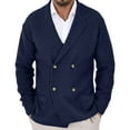 thumbnail image 1 of KeShDi Jackets for Men Winter Knitted Double Breasted Sweater Jacket Warm Cardigan Men's Long Sleeved Top Dark Blue 3X, 1 of 6